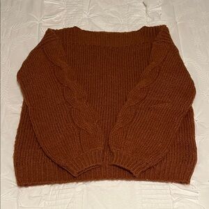 Madewell Burnt Orange Cable Sleeve Sweater